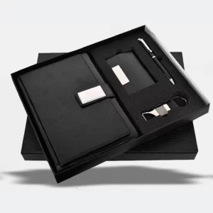 Diary 4 in 1 Set Black: Diary, Pen, Keychain & Cardholder