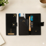 Customized Black Travel Passport Cover with Document Organizer