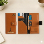 Customized Brown Travel Passport Cover with Document Organizer