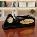 Customized MDF Black Pen & Mobile Stand with clock