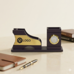 Customized MDF Black Pen & Mobile Stand with clock