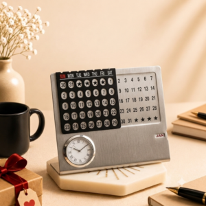 Customized Metal Life Time Calender with Clock