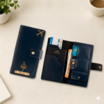 Customized Navy Blue Travel Passport Cover with Document Organizer
