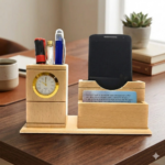 Customized Wooden Pen & Mobile Stand with clock