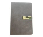 Customized PU Leather Metal Strip Gray Diary