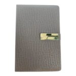 Customized PU Leather Metal Strip Gray Diary