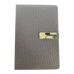 Customized PU Leather Metal Strip Gray Diary