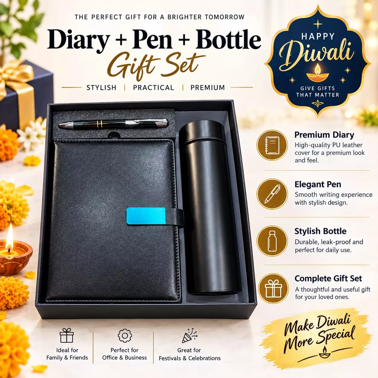 Executive Diary, Pen & Bottle Gift Set Executive Diary, Pen & Bottle Gift Set