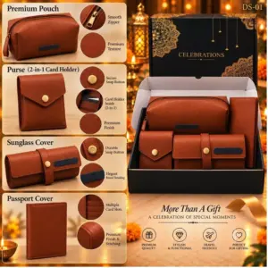 Premium 4 in 1 Leather Travel Gift Set